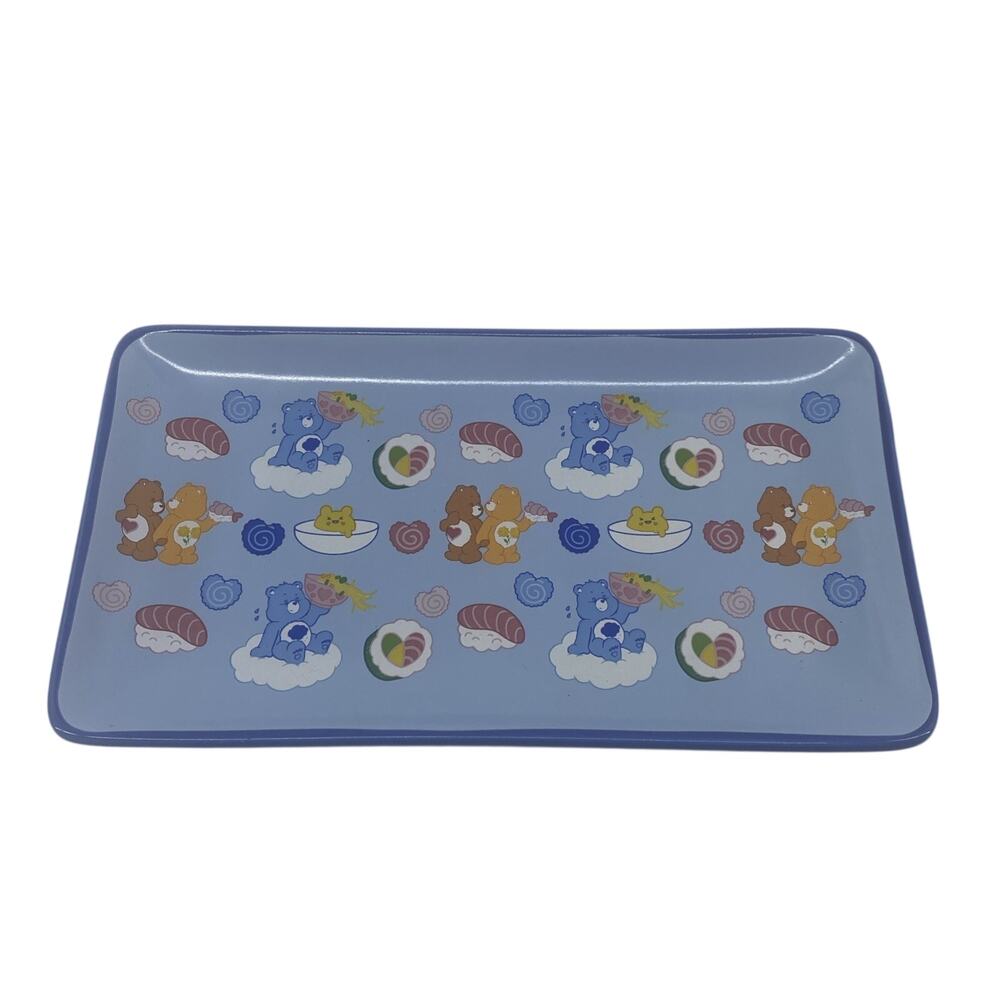 Care Bears Grumpy Bear Sushi Ceramic Serving Tray Plate Blue Silver Buffalo